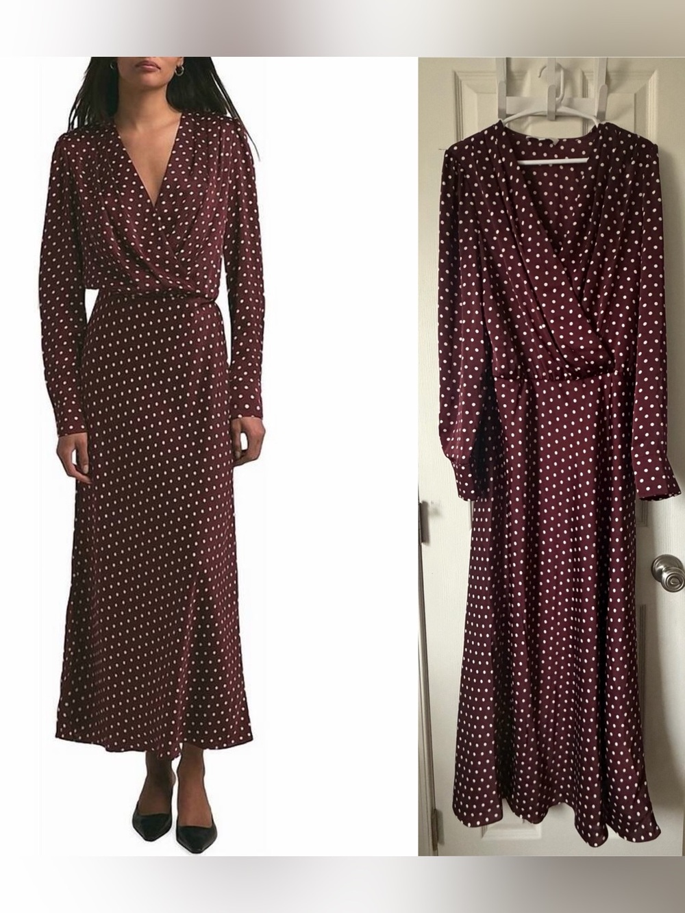 FAVORITE DAUGHTER Nita Long Sleeve Satin Maxi Dress, size medium